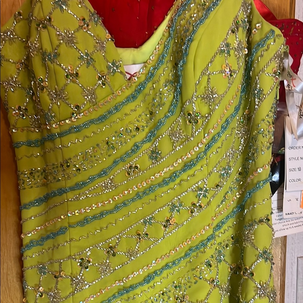 Lime Green Beaded Dress